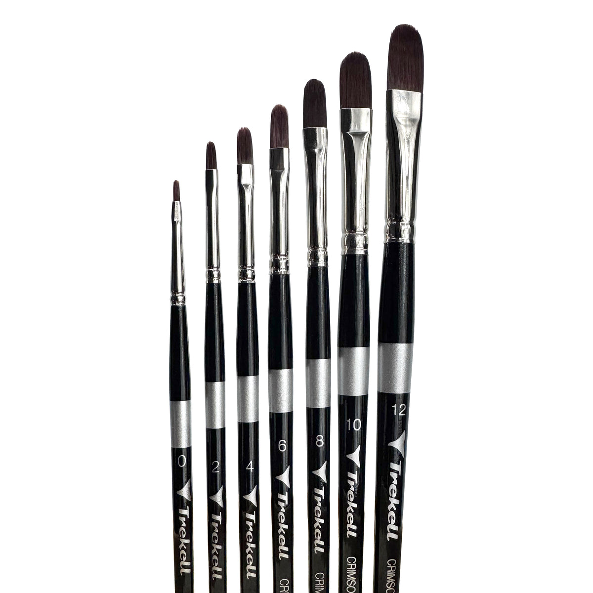 Trekell Crimson Taklon Short Handle Artist Brush - Complete Set, Filbert