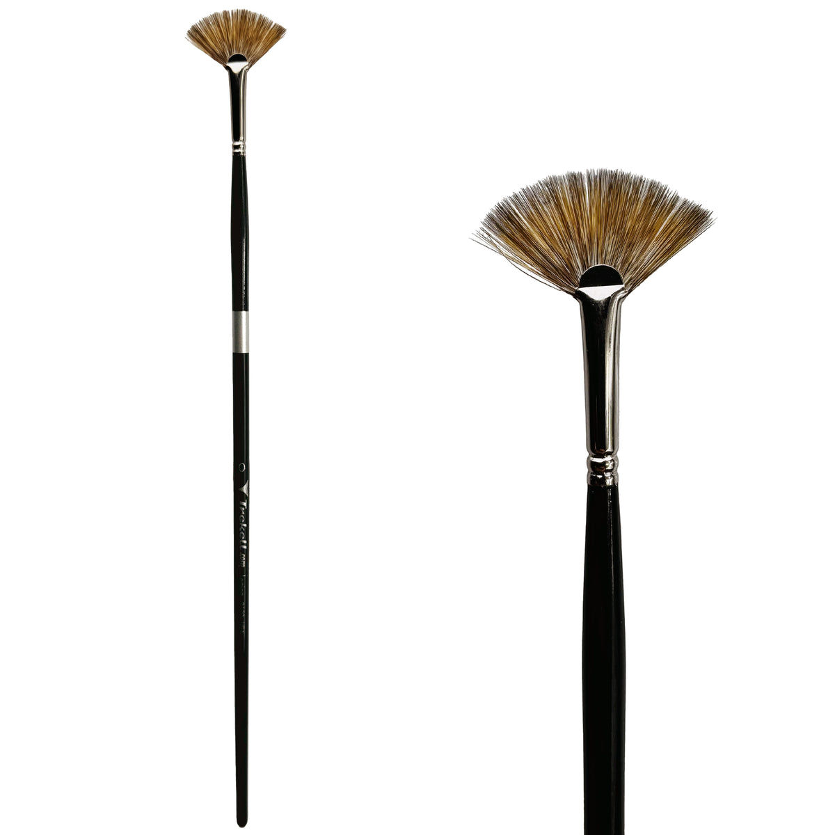 Trekell Legion #0 Fan Brush - Long Handle, with fan-shaped bristles.
