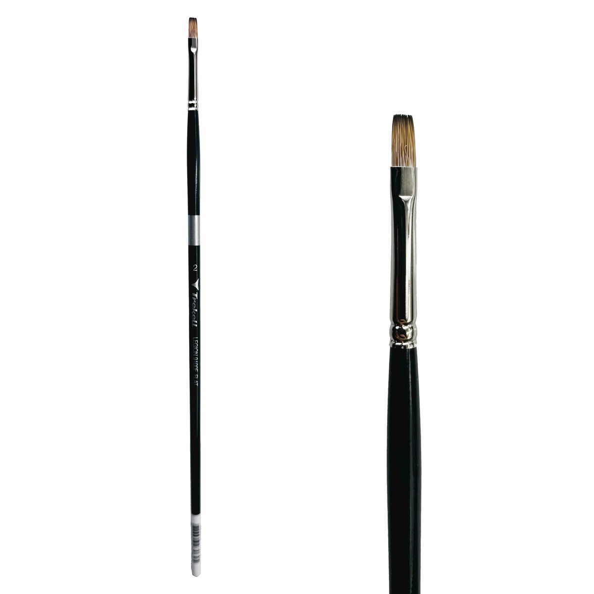 Trekell Legion #2 Flat Brush - Long Handle, with straight-edged, flat bristles.