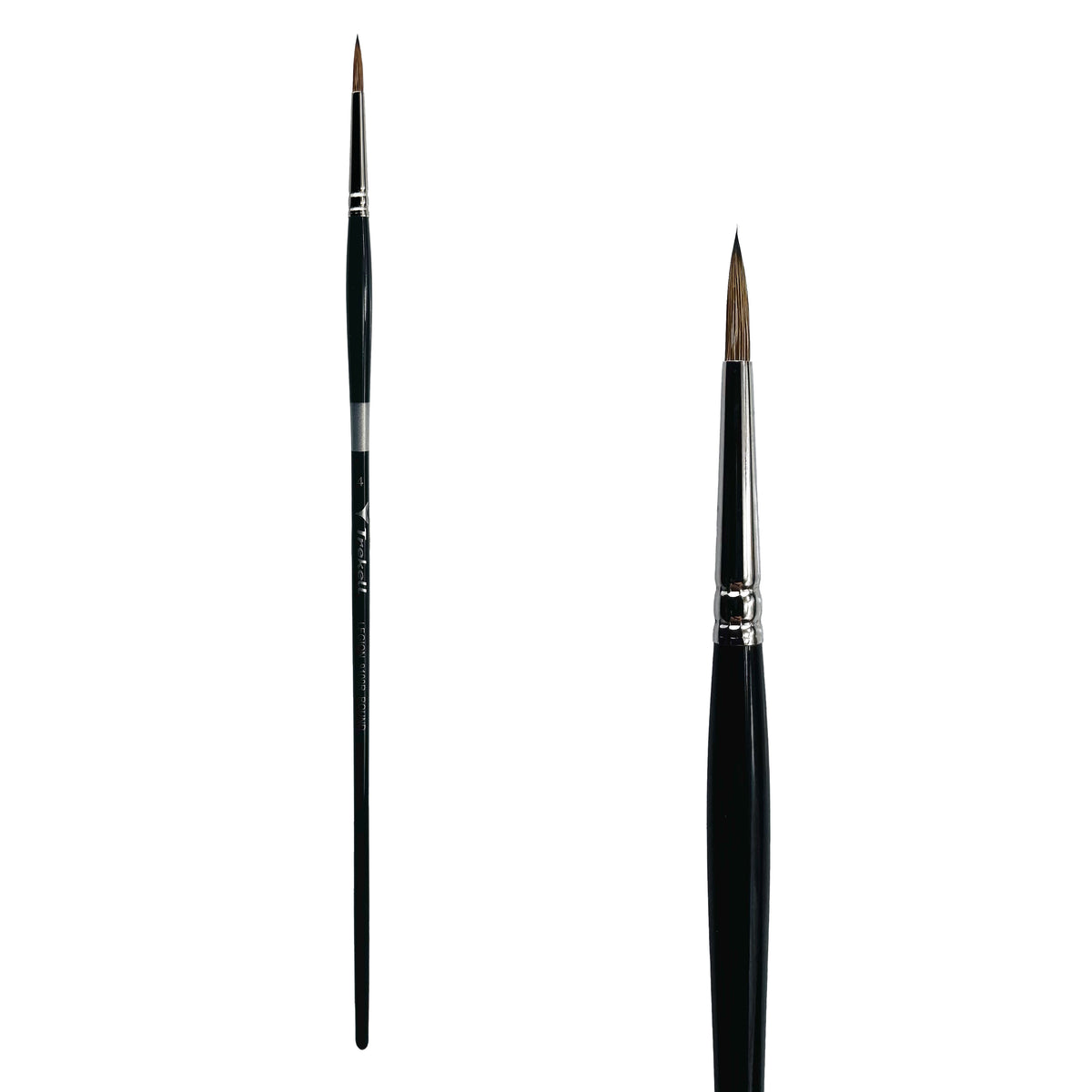 Trekell Legion #4 Round Brush - Long Handle, with rounded, pointed bristles.