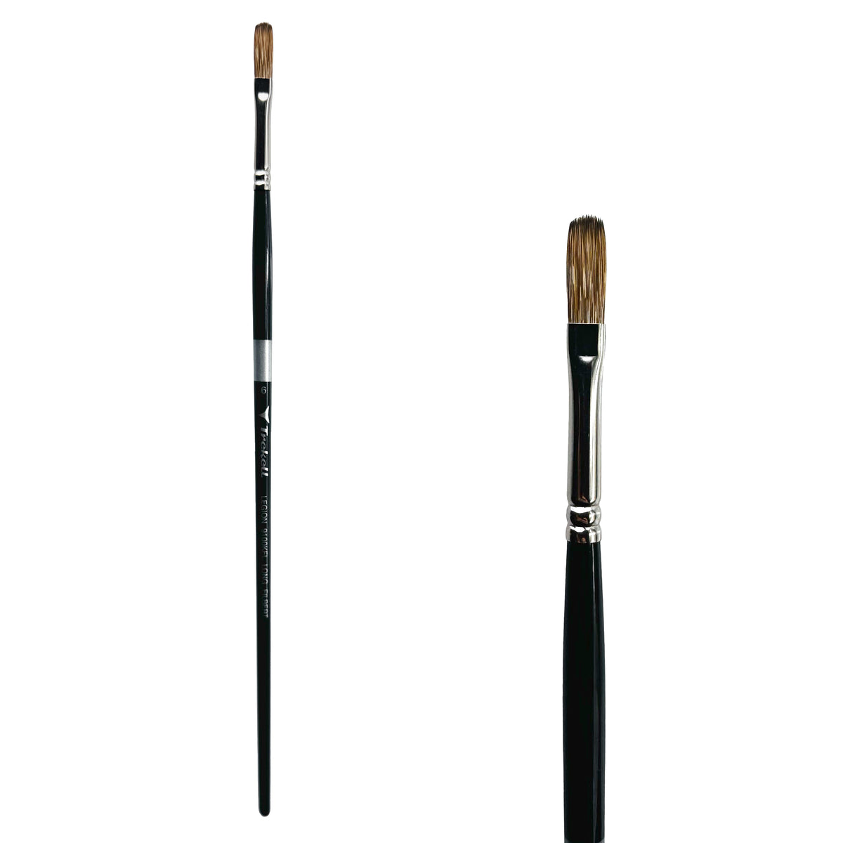 Trekell Legion #6 Long Filbert Brush - Long Handle, with long, flat bristles with a rounded tip.