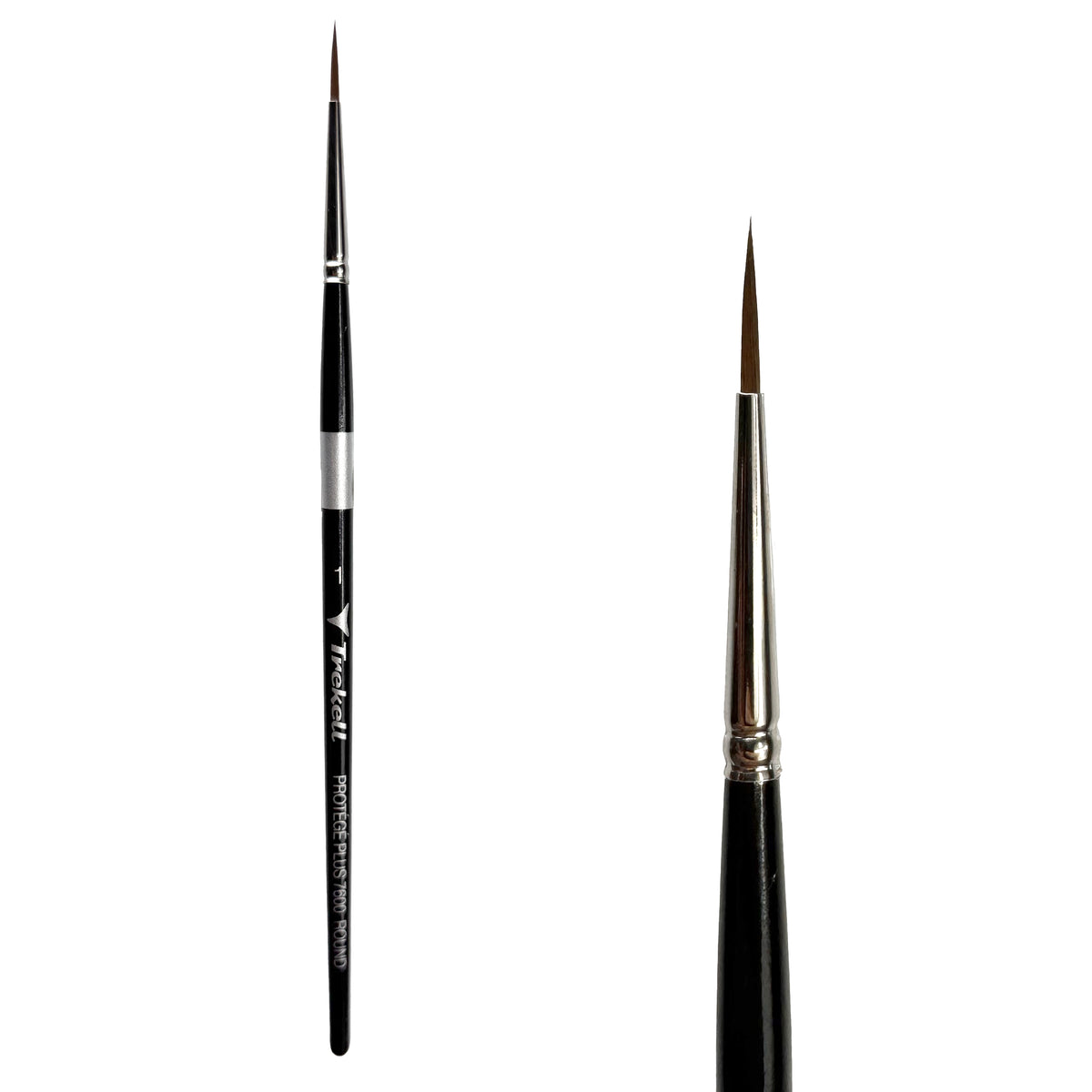 Trekell Protégé Plus #1 Round Brush - Short Handle, with rounded, pointed bristles.