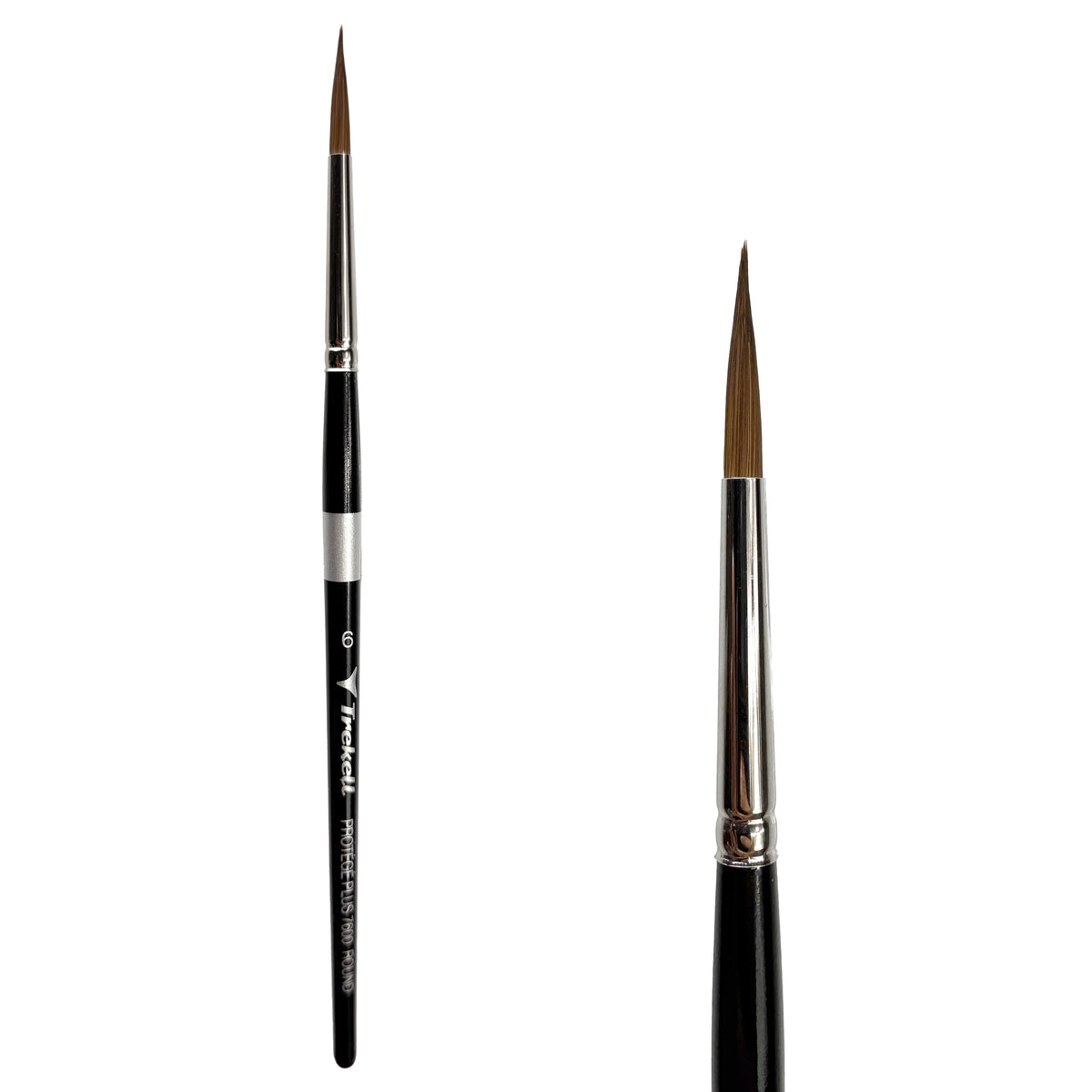 Trekell Protégé Plus #6 Round Brush - Short Handle, with rounded, pointed bristles.