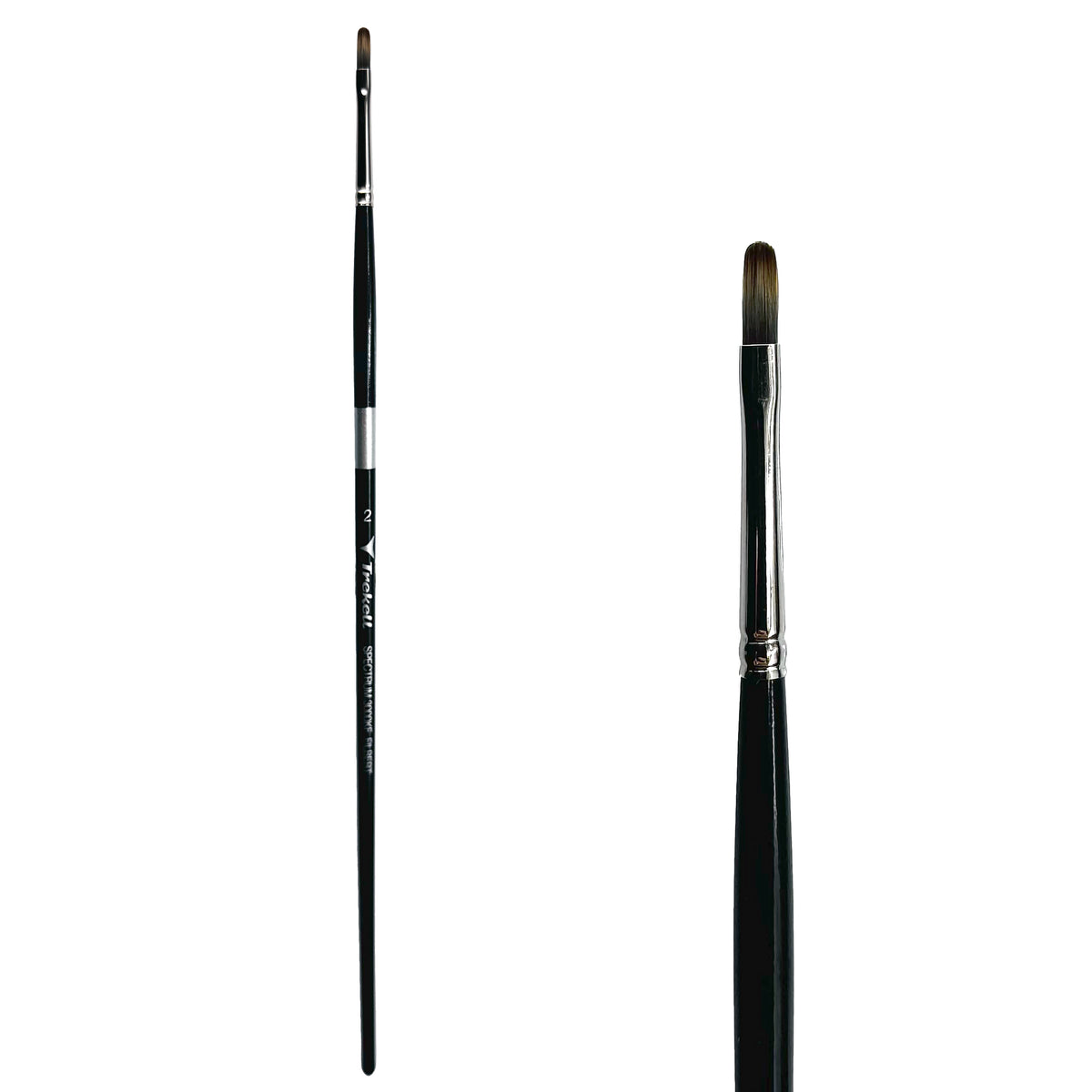 Trekell Spectrum #2 Filbert Brush - Long Handle, with flattened bristles and a rounded tip.