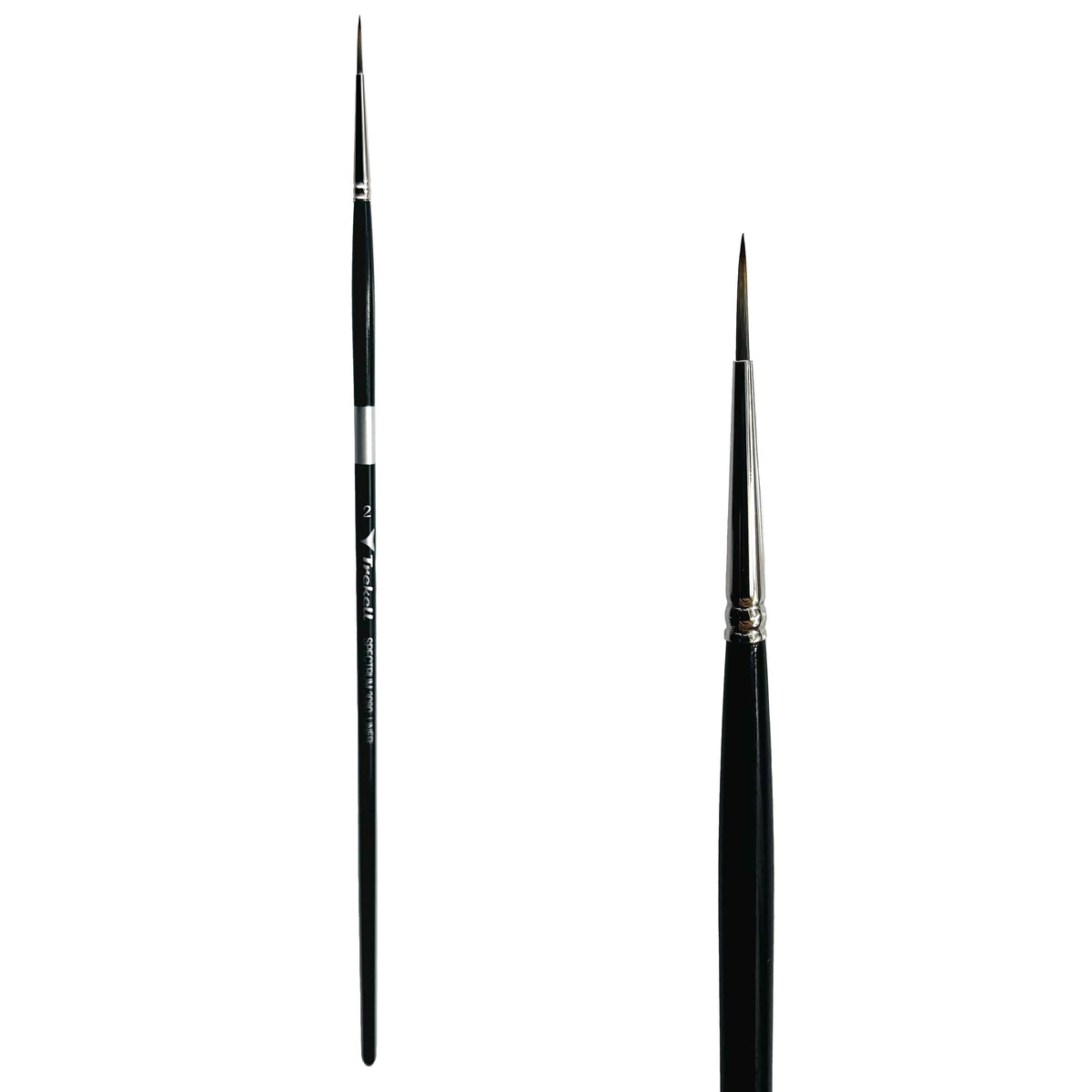 Trekell Spectrum #2 Liner Brush - Long Handle, with long, narrow pointed bristles.