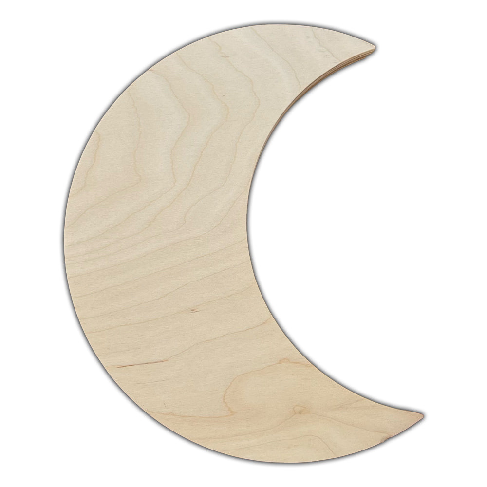 Trekell Crescent Moon Panel, unpainted crescent-shaped wood with visible grain.
