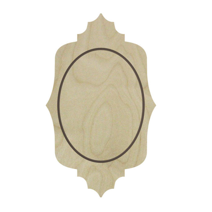 Trekell Ornate Mirror Floater Panel, unpainted scalloped wooden frame surrounding a recessed oval.