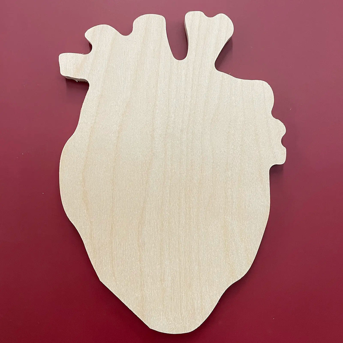 Trekell Anatomical Heart Panel, unpainted front against a red background.