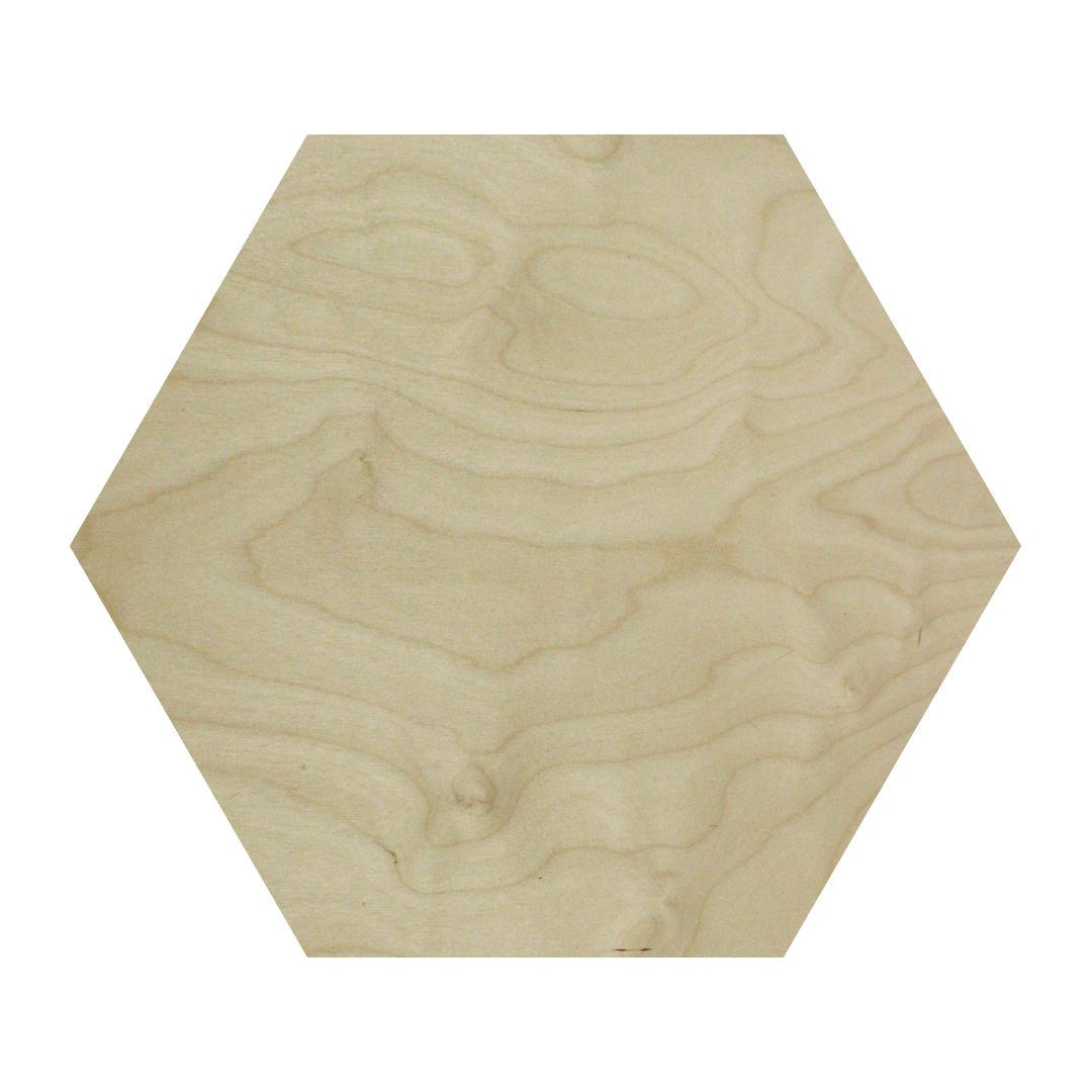 Trekell Hexagon Panel, unpainted six-sided wood with visible grain.