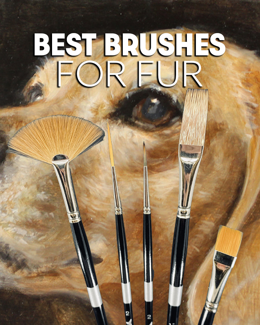 Brushes over an animal's eye; text reads Best Brushes for Fur.