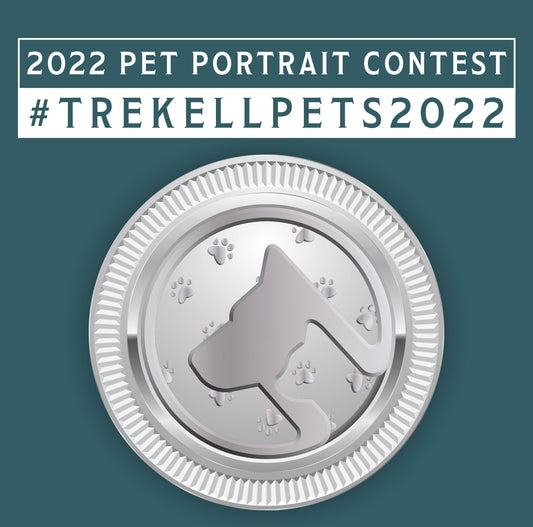 2022 Pet Portrait Contest graphic with #TrekellPets2022 and a round panel illustration.