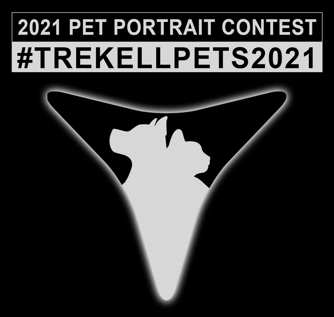 2021 Pet Portrait Contest graphic with #TrekellPets2021 and an unpainted animal-shaped silhouette.