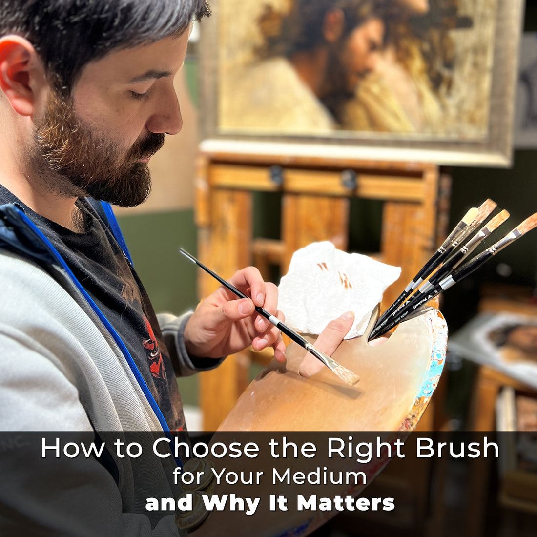 Artist selects brushes; text explains choosing a brush for your medium.