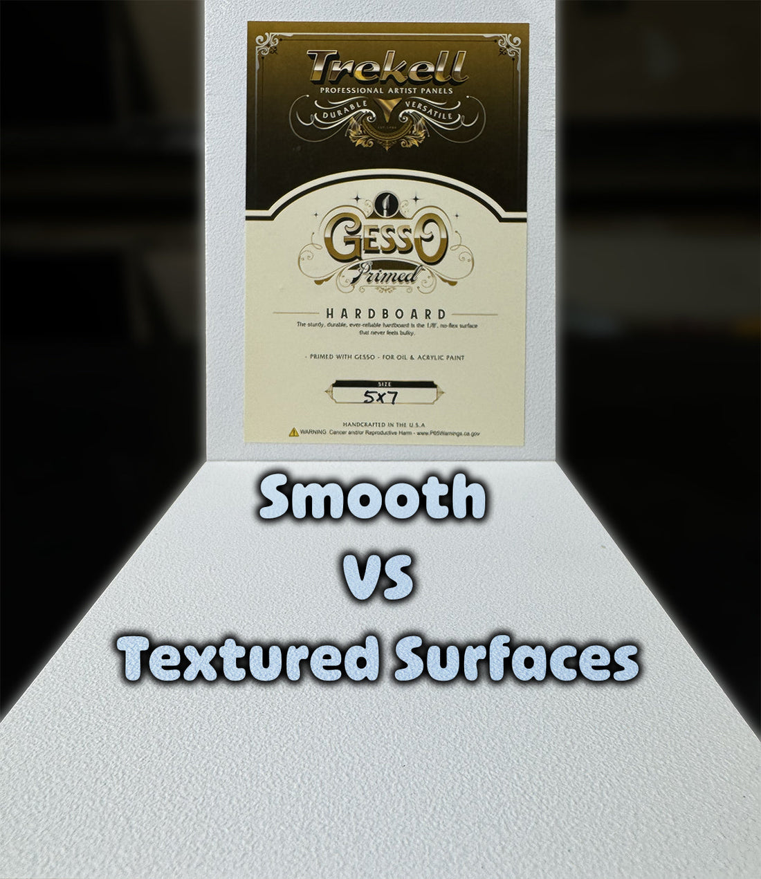 White panel package above text comparing Smooth vs Textured Surfaces.