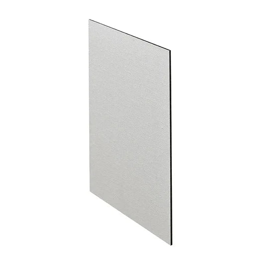 White linen-covered rectangular panel, angled front view with a thin dark edge.