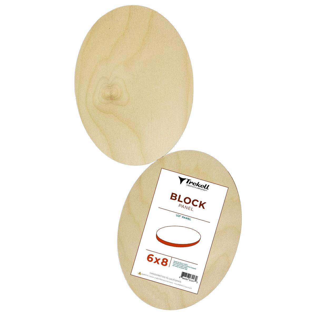 Trekell Unprimed Oval Panel, 1/2" Baltic Birch, 6" x 8"