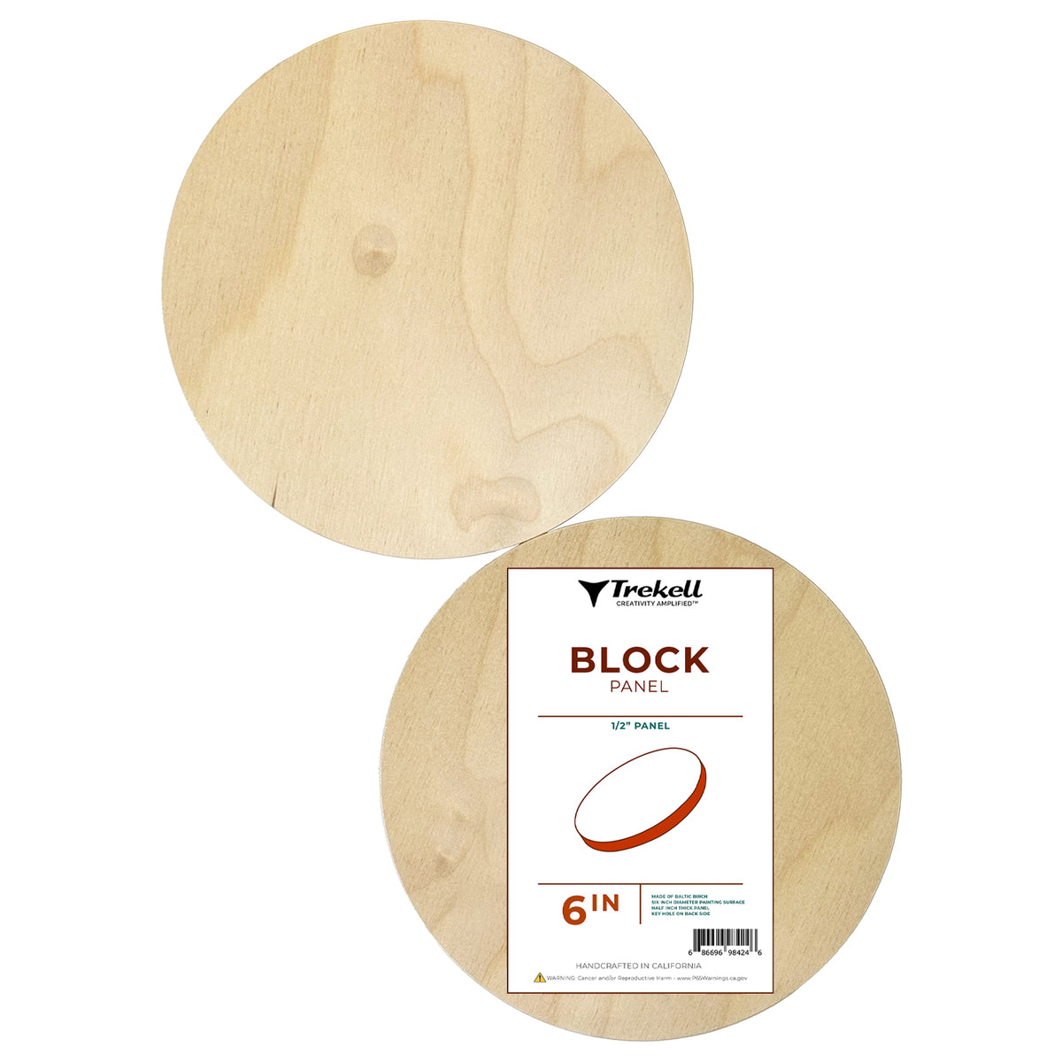 Trekell Unprimed Round Wood Panel, 1/2" Baltic Birch, 6"
