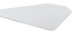Close-up of a broad silver palette-knife blade against white.