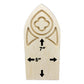 Gothic Cathedral panel diagram labeling the lower area 7 inches high and 5 inches wide beneath the carved quatrefoil.