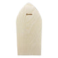 Back of a pale wood Trekell Gothic Vienna Floater Panel, with a pointed arch top and a horizontal keyhole hanging slot.