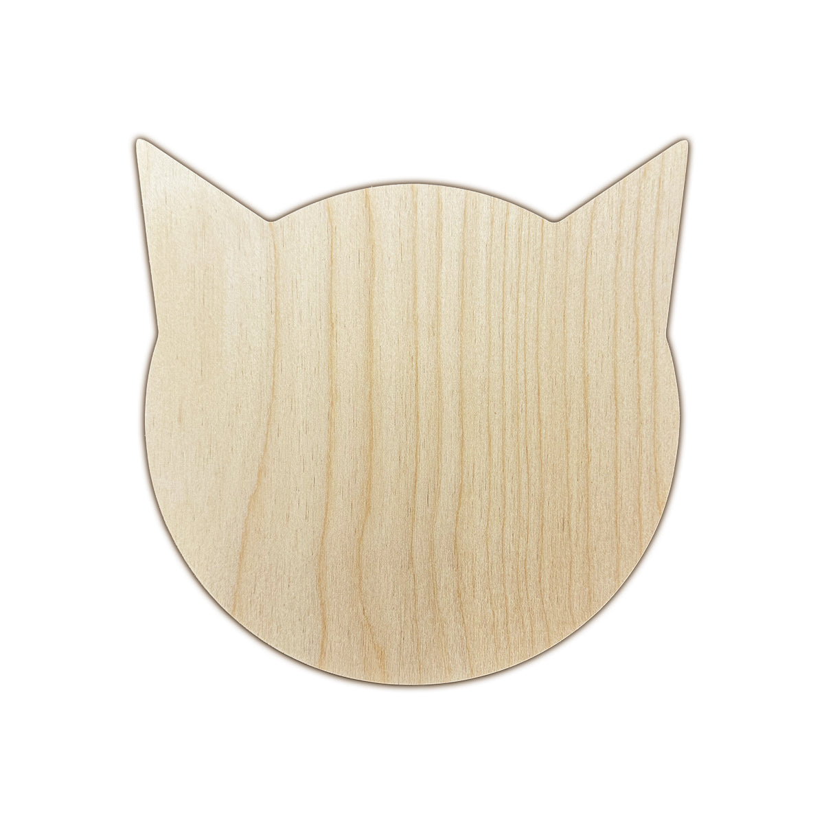 Trekell Kitty Panel, unpainted round wooden cat head with pointed ears.