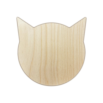 Trekell Kitty Panel, unpainted round wooden cat head with pointed ears.