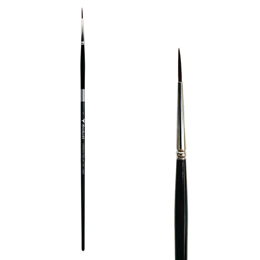Trekell Crimson Taklon #1 Liner Brush - Long Handle, with long, narrow pointed bristles.
