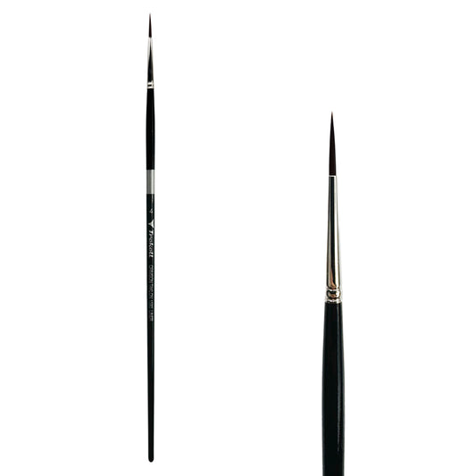 Trekell Crimson Taklon #4 Liner Brush - Long Handle, with long, narrow pointed bristles.