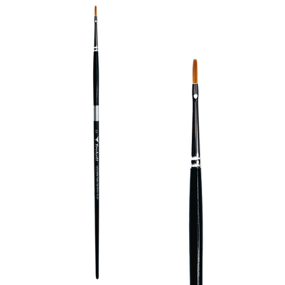Trekell Golden Taklon #0 Flat Brush - Long Handle, with straight-edged, flat bristles.