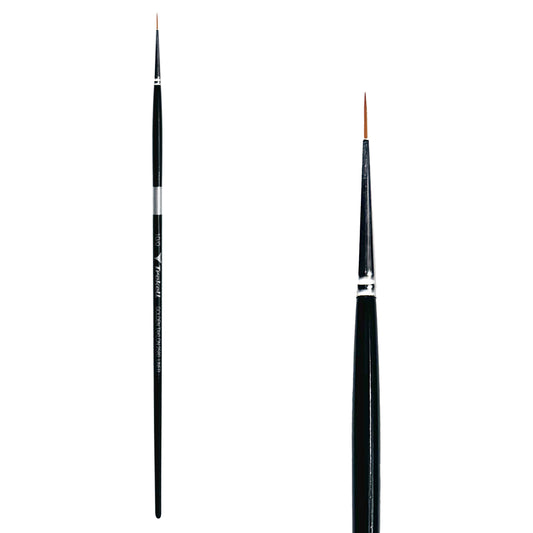 Trekell Golden Taklon #10/0 Liner Brush - Long Handle, with long, narrow pointed bristles.