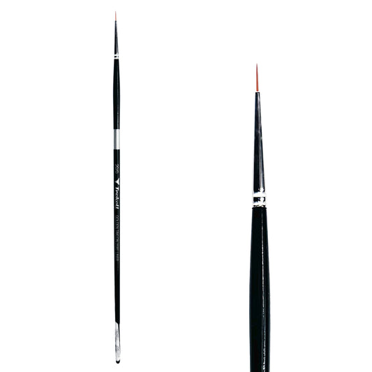 Trekell Golden Taklon #20/0 Liner Brush - Long Handle, with long, narrow pointed bristles.