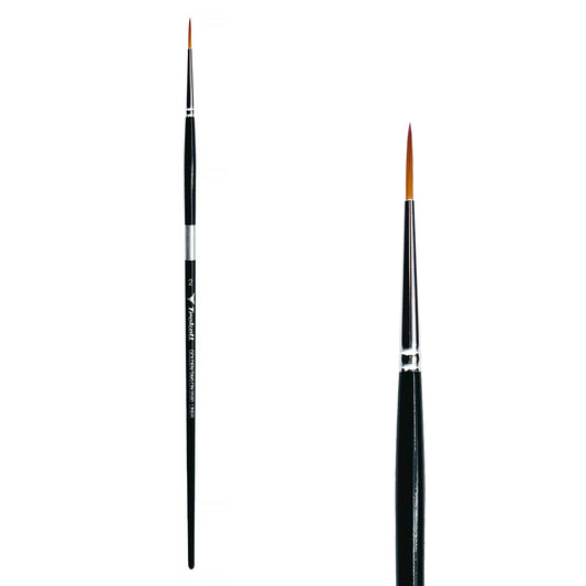 Trekell Golden Taklon #2 Liner Brush - Long Handle, with long, narrow pointed bristles.