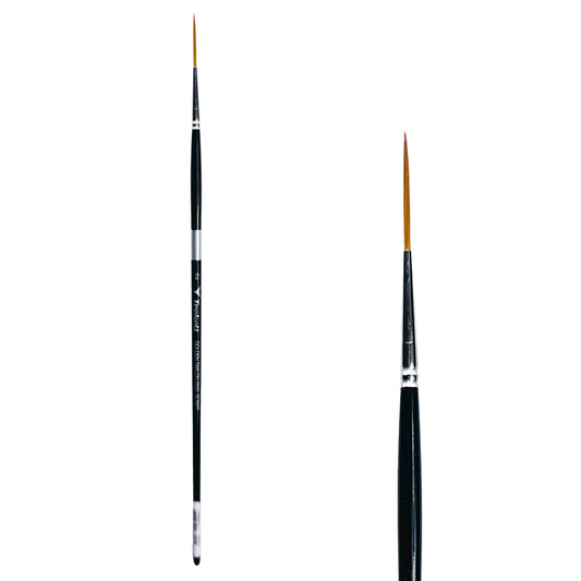 Trekell Golden Taklon #2 Script/Rigger Brush - Long Handle, with long, fine pointed bristles.