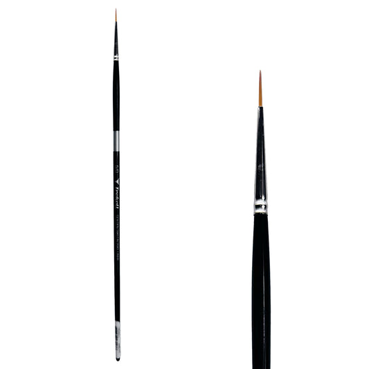 Trekell Golden Taklon #5/0 Liner Brush - Long Handle, with long, narrow pointed bristles.