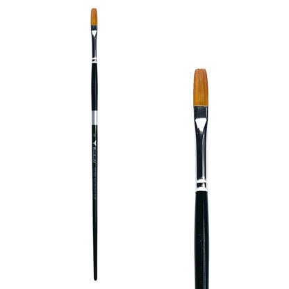 Trekell Golden Taklon #8 Flat Brush - Long Handle, with straight-edged, flat bristles.