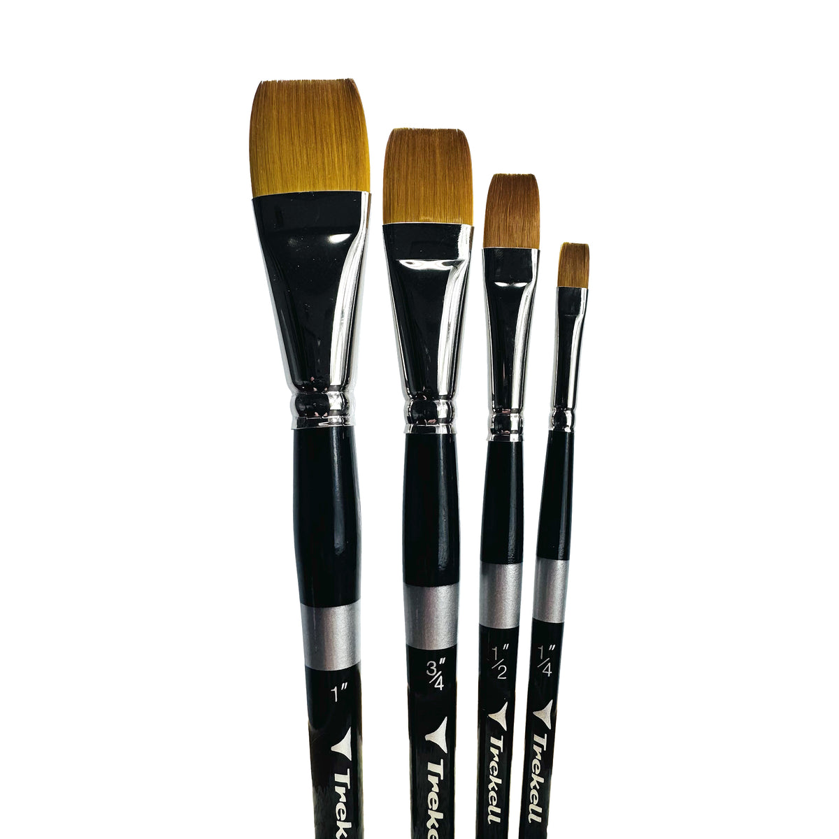 Trekell Golden Taklon Complete Wash Brush Set - Short Handle, showing a set of brushes with a broad, flat brush tip.