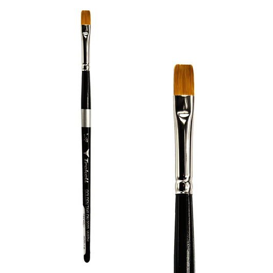 Trekell Golden Taklon 1/4" Wash Brush - Short Handle, with a broad, flat brush tip.