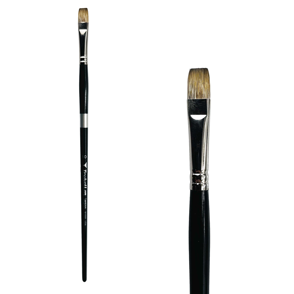 Trekell Legion #10 Flat Brush - Long Handle, with straight-edged, flat bristles.