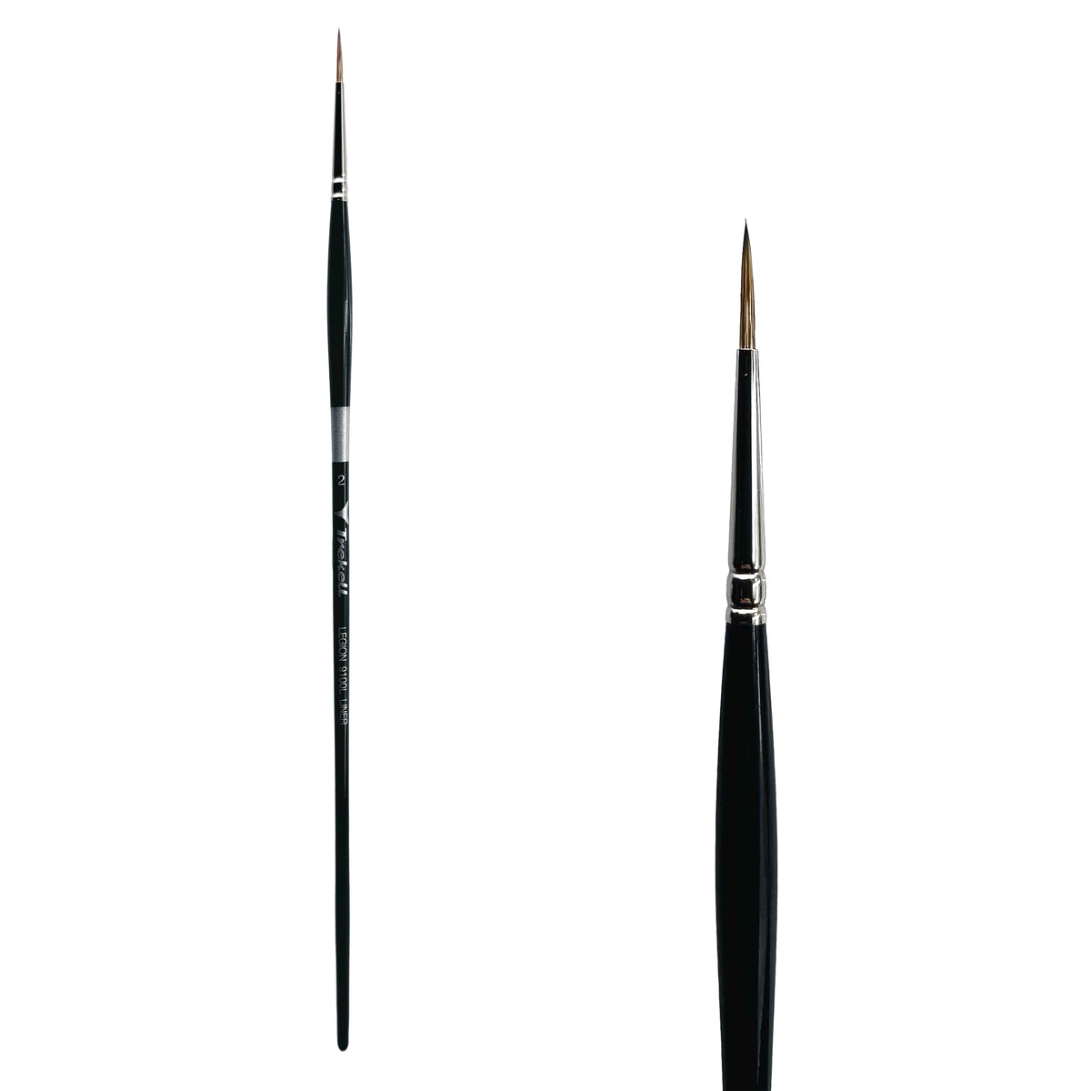 Trekell Legion #2 Liner Brush - Long Handle, with long, narrow pointed bristles.