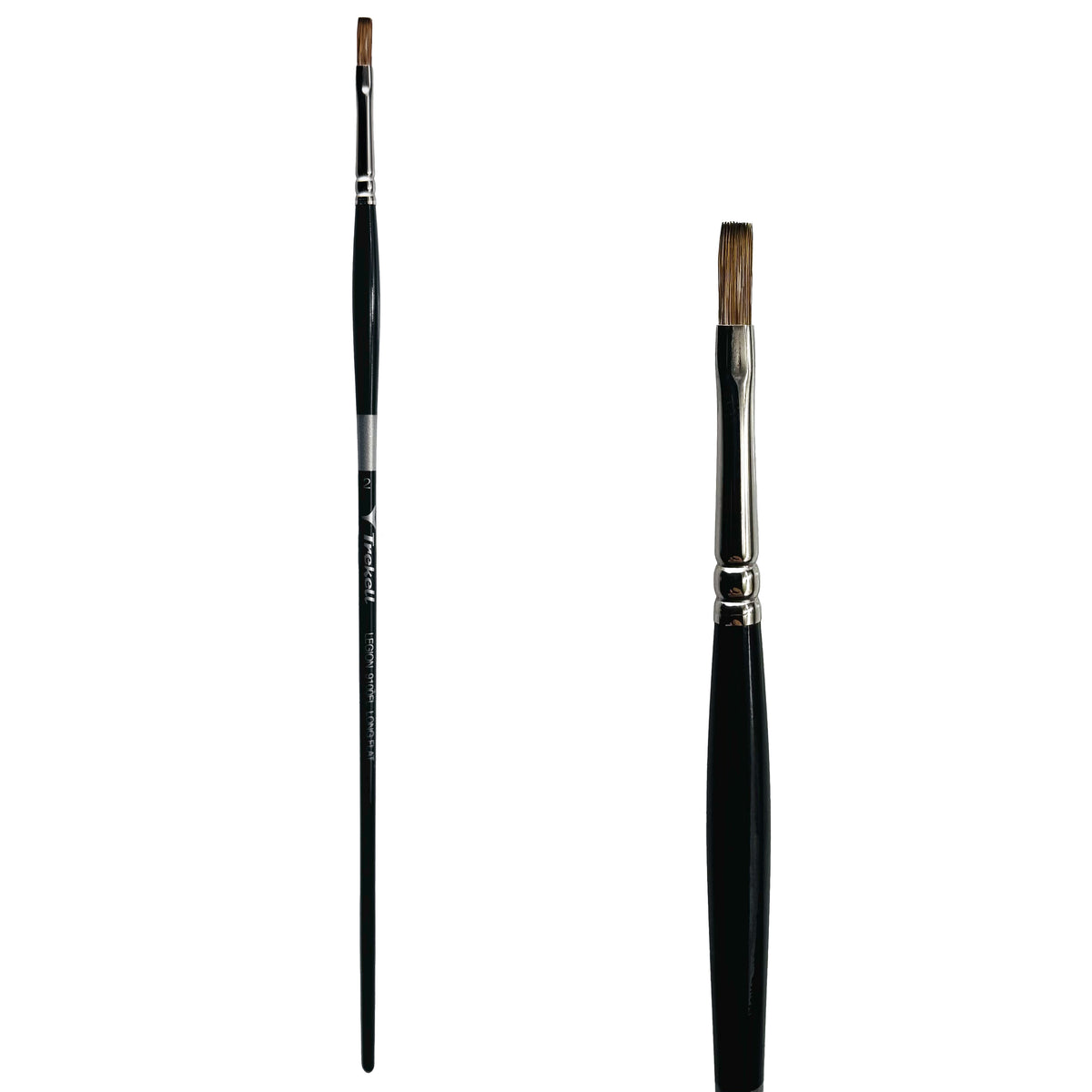 Trekell Legion #2 Long Flat Brush - Long Handle, with long, straight-edged flat bristles.