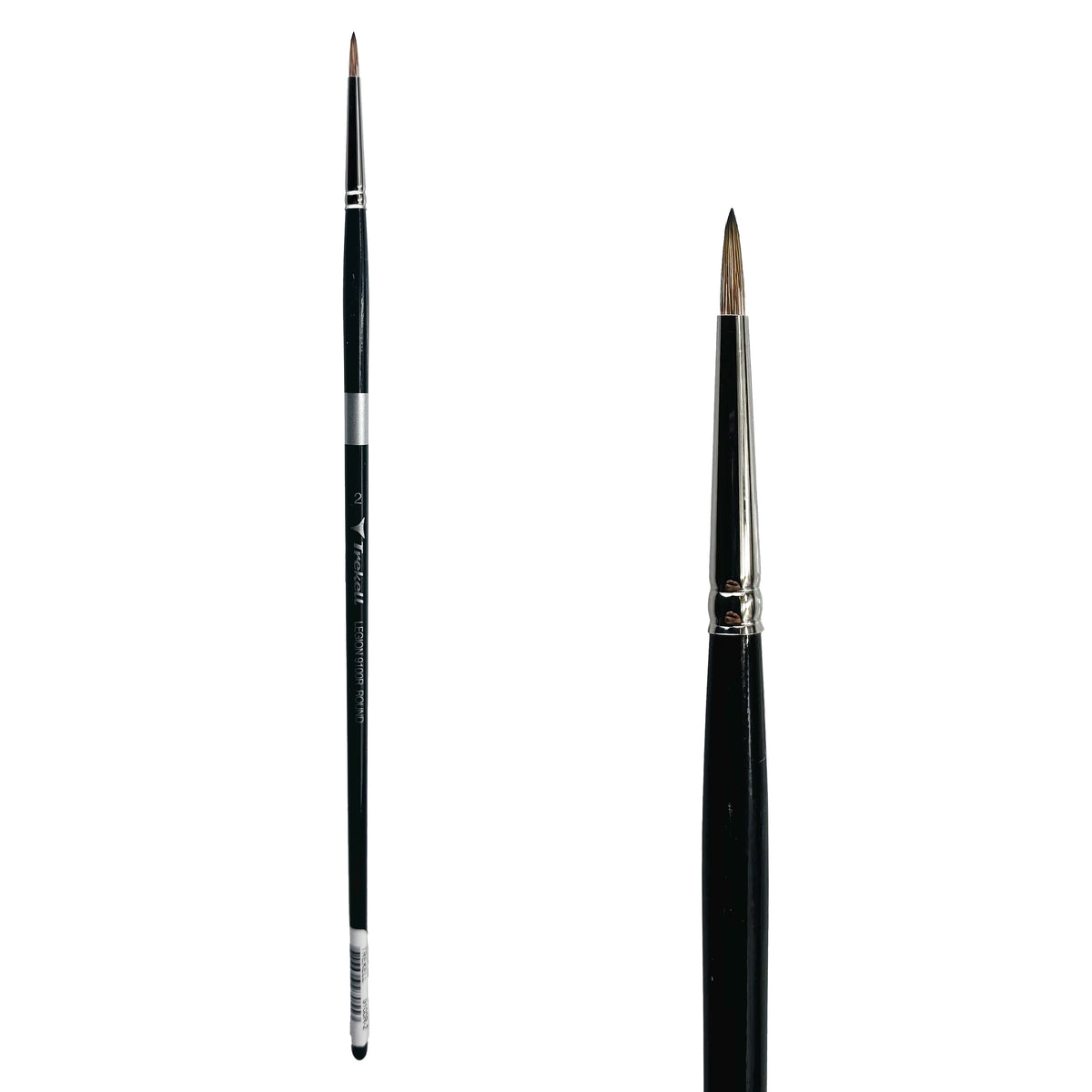 Trekell Legion #2 Round Brush - Long Handle, with rounded, pointed bristles.