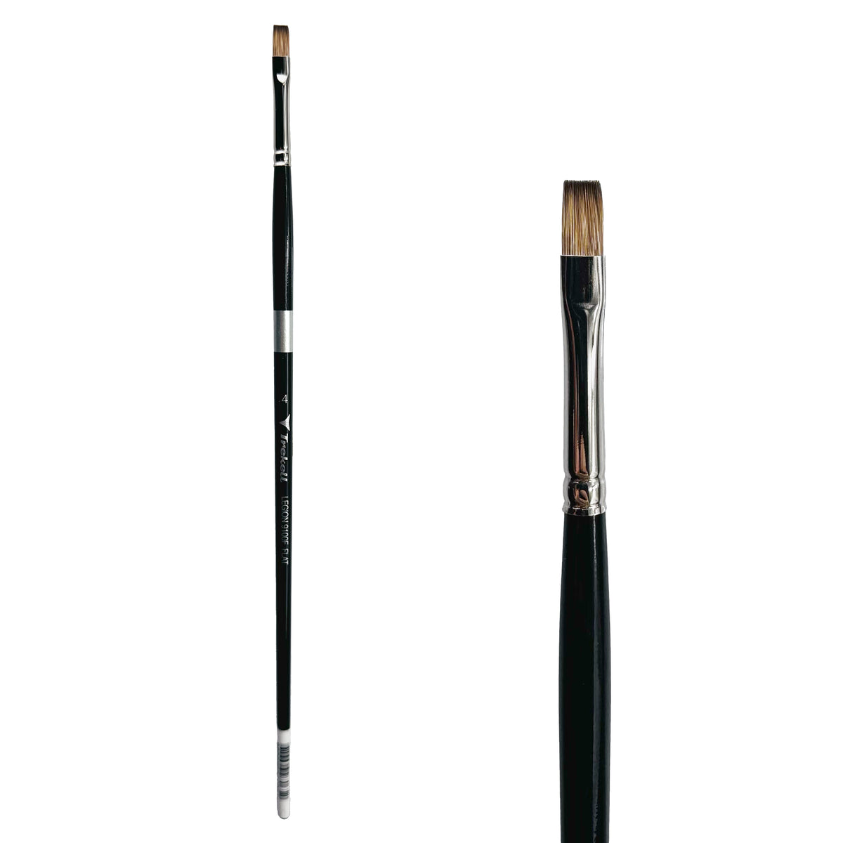 Trekell Legion #4 Flat Brush - Long Handle, with straight-edged, flat bristles.