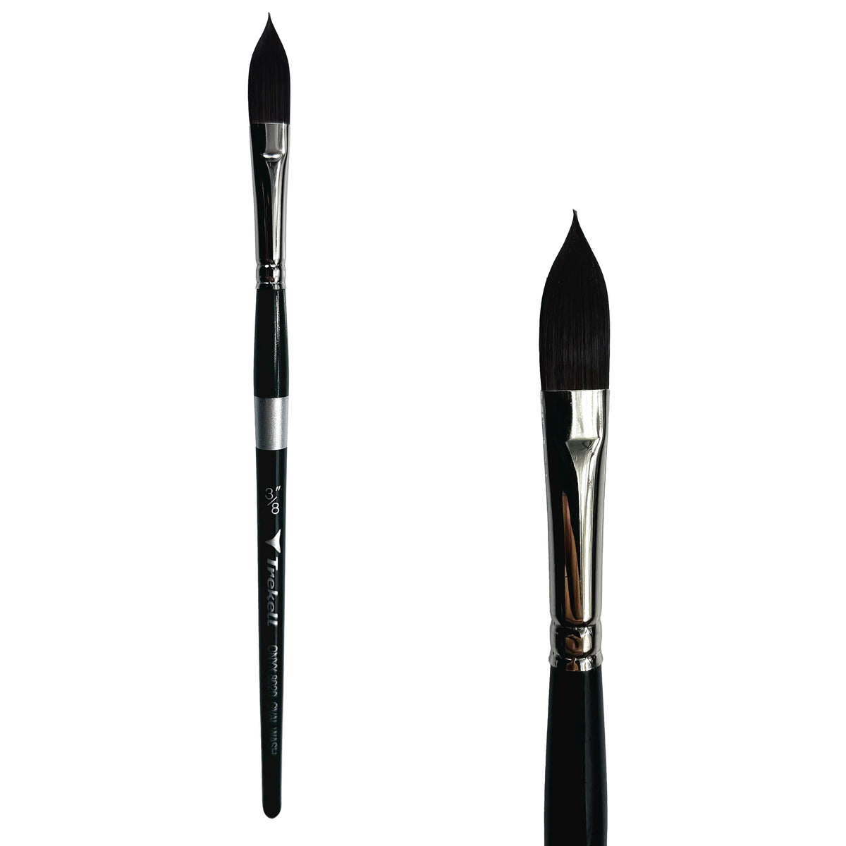 Trekell Onyx 3/8" Oval Wash Brush - Short Handle, with a broad, flat brush tip.