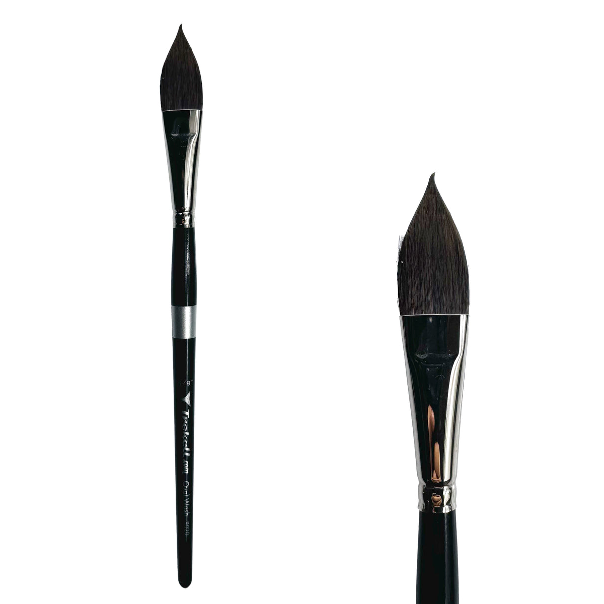 Trekell Onyx 5/8" Oval Wash Brush - Short Handle, with a broad, flat brush tip.