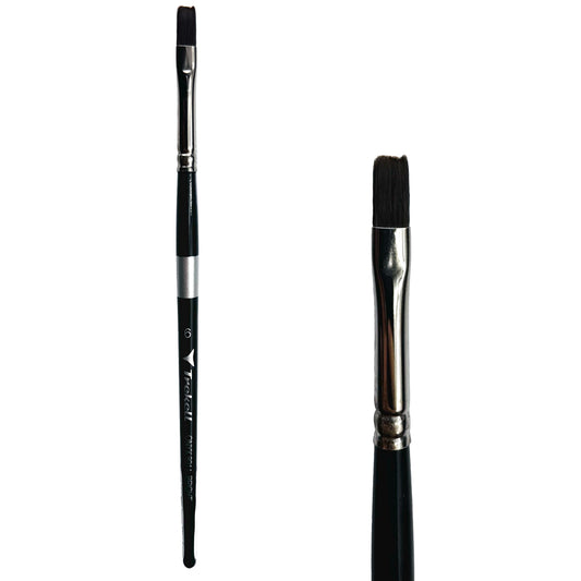 Trekell Onyx #6 Bright Brush - Short Handle, with short, straight-edged flat bristles.