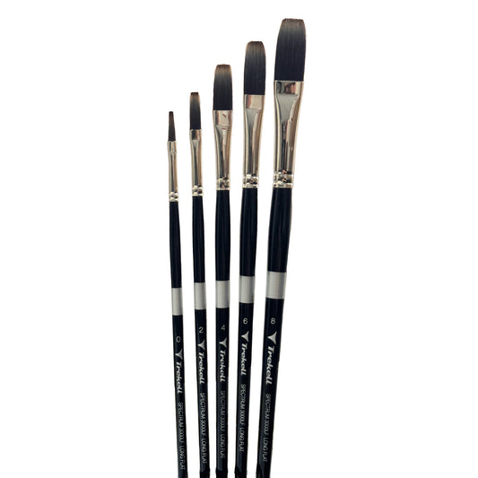 Trekell Spectrum Complete Long Flat Brush Set - Long Handle, showing a set of brushes with long, straight-edged flat bristles.
