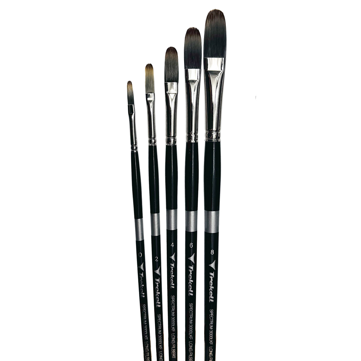 Trekell Spectrum Complete Long Filbert Brush Set, Long Handle