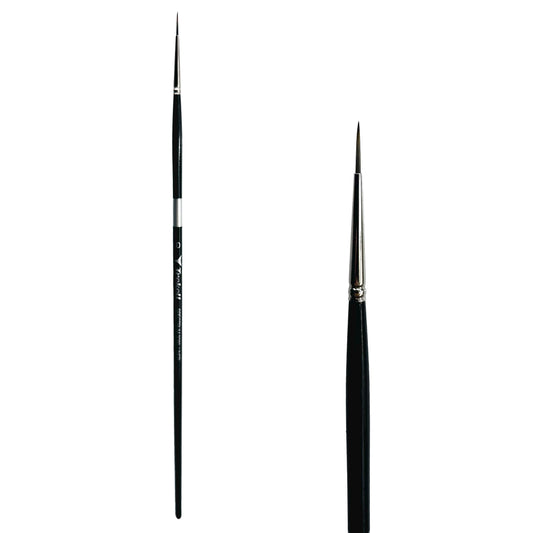 Trekell Spectrum #0 Liner Brush - Long Handle, with long, narrow pointed bristles.