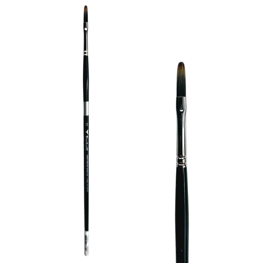 Trekell Spectrum #0 Long Filbert Brush - Long Handle, with long, flat bristles with a rounded tip.