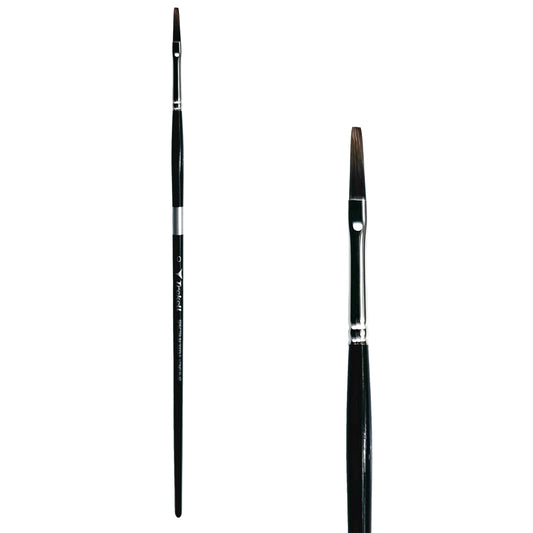 Trekell Spectrum #0 Long Flat Brush - Long Handle, with long, straight-edged flat bristles.